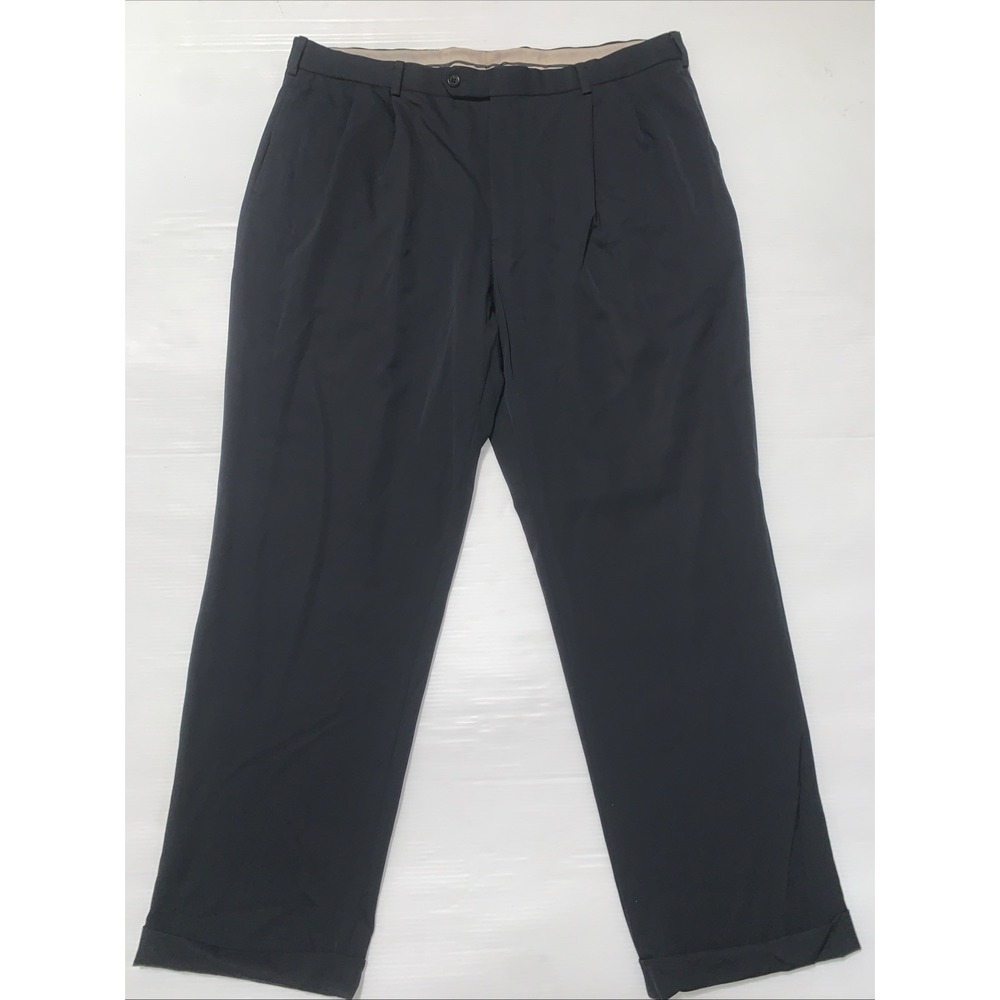 Brooks Brothers Dress Pants Wool Pleated Cuffed Navy Blue Mens 40x32 Madison